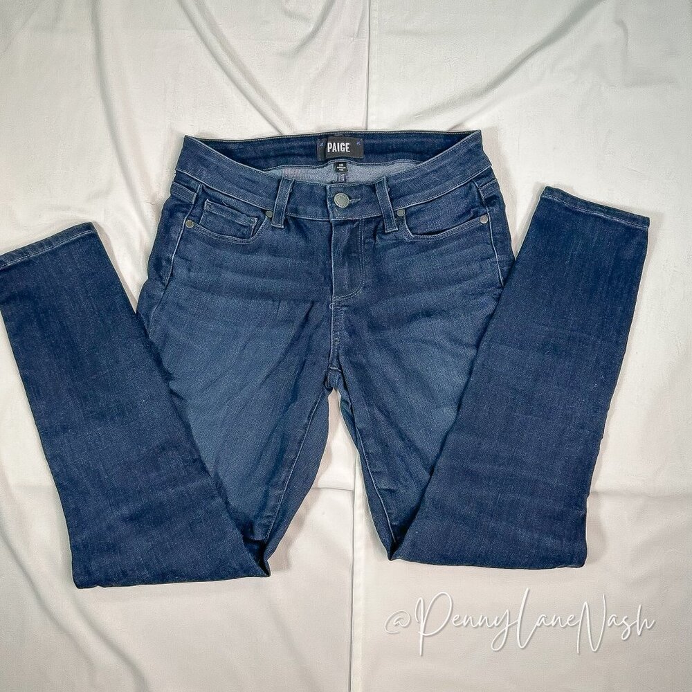 Paige Verdugo Skinny Ankle Cropped Jeans Size 26 Blue Dark Wash - Picture 4 of 12